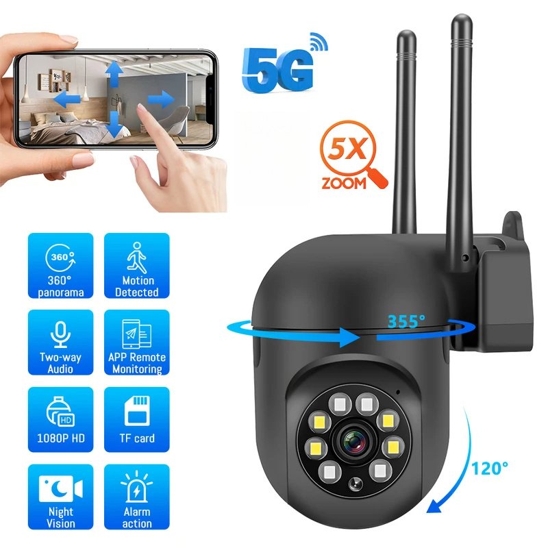 1pc WJG 1080P HD Outdoor Security Camera - Rotatable, Night Vision, Motion Detection, Two-Way Audio, WiFi & 5G Dual-Band, Panoramic 360° Viewing Angle, USB Powered for Home, Office, Store Surveillance, Security Cameras for Home - Image 2
