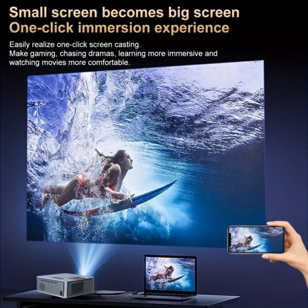PGIVDA 1080P Full HD Projector, LCD Display, 3000-99999 Lumen Brightness, 16:9 Aspect Ratio, with Motorized Focus, 6G+2.4G WiFi, Table Mount, Button Control, Display Port, Built-in Speakers, 220-240V European Plug, for Home Theater, Outdoor Movies - Image 8