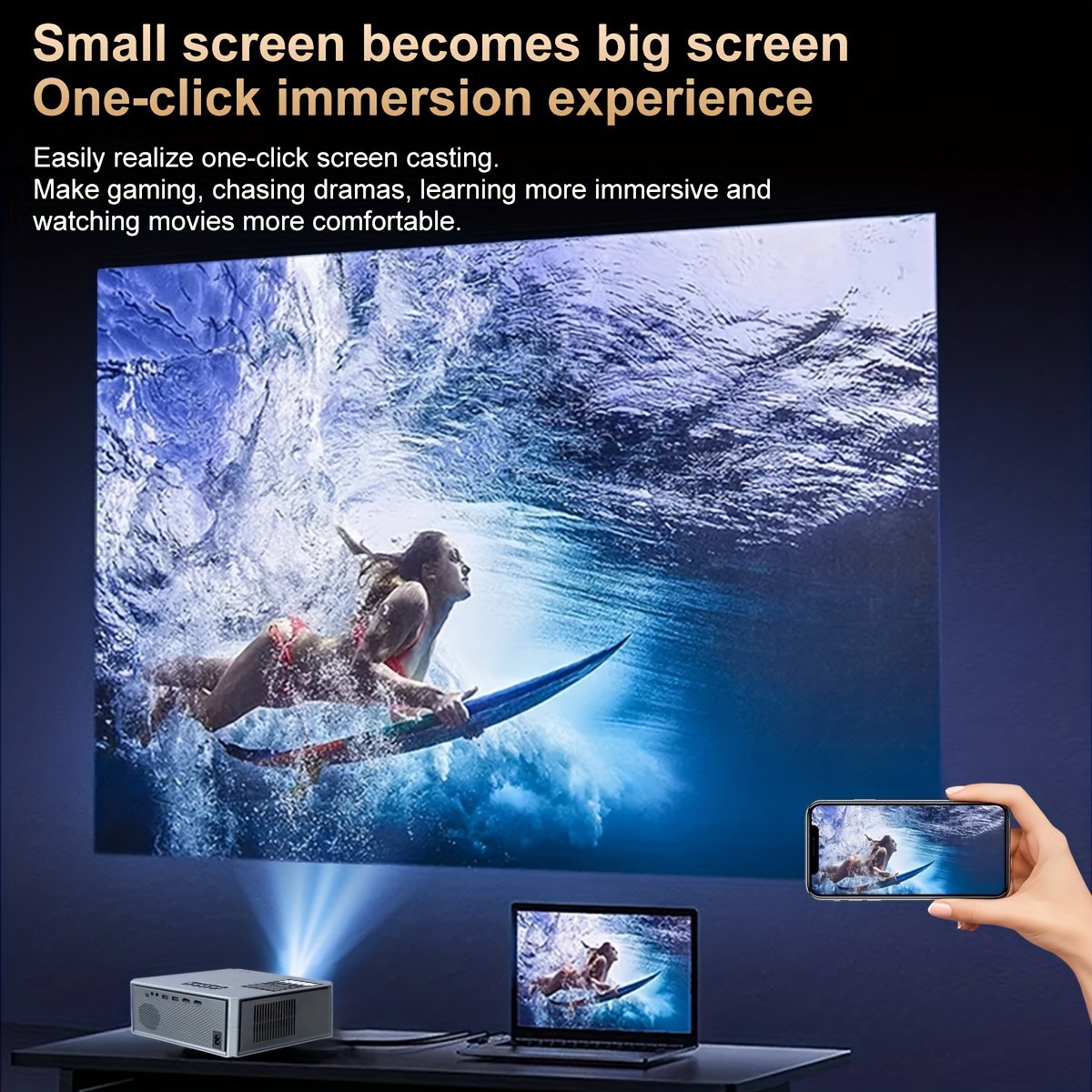 PGIVDA 1080P Full HD Projector, LCD Display, 3000-99999 Lumen Brightness, 16:9 Aspect Ratio, with Motorized Focus, 6G+2.4G WiFi, Table Mount, Button Control, Display Port, Built-in Speakers, 220-240V European Plug, for Home Theater, Outdoor Movies - Image 8