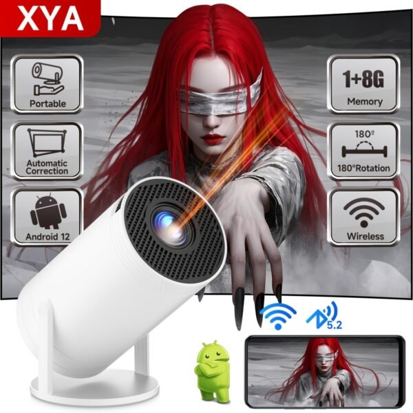 XYA Mini Projector with WIFI, Portable projector, Projector 1080P Supported, 180° Rotatable 3.3meter Screen Movie Projector, Portable Movie Projector for Laptop, PC, Smartphone - Image 4
