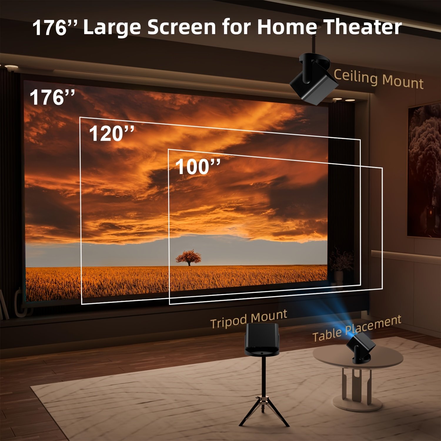 Portable Micro Native Projector - 1080P Full HD Projector with 5G Wireless Wifi, 3000 Lumens Brightness, Built-in Speaker for Living Room or Bedroom Home Theater, WIFI/USB/AV/HDTV compatible. - Image 5