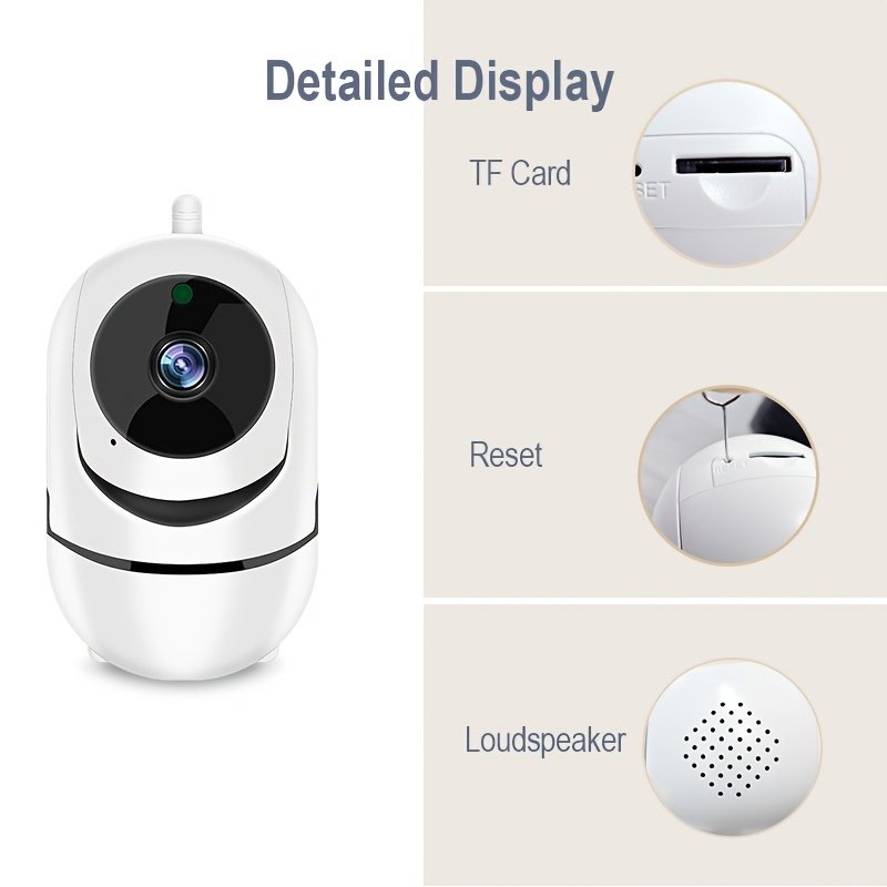 1pc YIIYRY Smart Home Security camera - Wireless, remote viewing mobile app, automatic tracking, color night vision, USB power, baby monitor, suitable for babies, babysitters, home monitoring, does not include SD card - Image 10