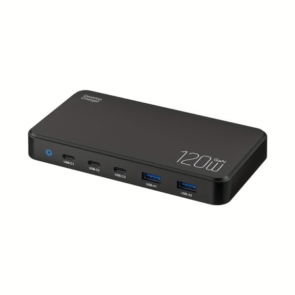 USB C Fast Charger 120W 5 Ports Type USB C Charging Station Hub Block USB C Wall Charger Power Strip Adapter Plug Cube Brick 3 USB C 2 USB A for iPad iPhone 15 14 13 12 11 Pro Max & for Samsung Pixel Note Galaxy series PD 100W Fast Charger For Laptop - Image 4