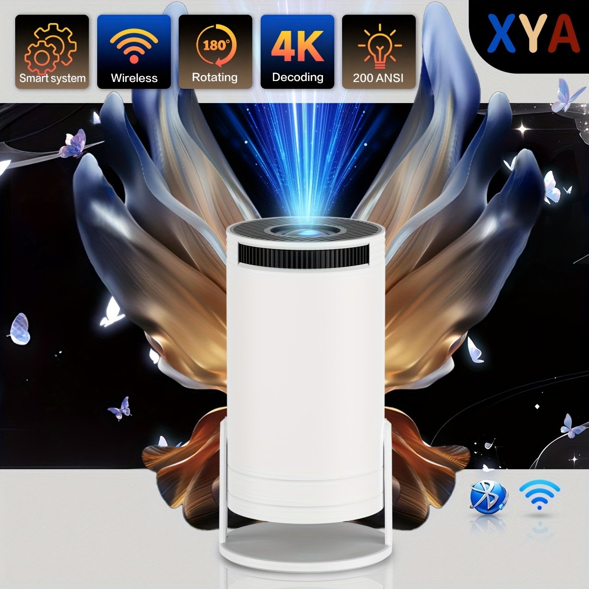 XYA 4K Smart Projector, Eu Plug (White), XYA - Image 4