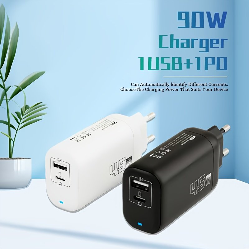Compact 90W Dual Interface Fast Charging Charger with PD3.0 & QC3.0, USB-A & Micro-USB Ports - European Plug, Lightweight Design for Electronics Fast Charging - Image 5