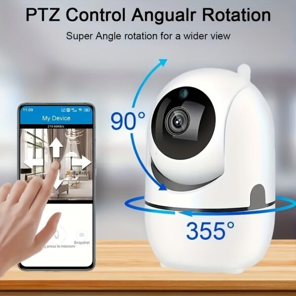 1pc 1080p WiFi Security Camera, 2MP 1920x1080 High Definition, Indoor/Outdoor with Color Night Vision, 2-Way Audio, Motion Tracking, USB Powered, Compatible with Tablet, No Battery, ABS Material - Image 2