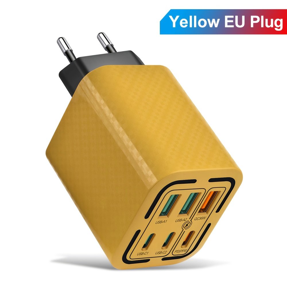 50W 3PD + 3USB 6 ports Mobile Phone Fast Charging Adapter, EU Plug USB Type C QC Qiuck Charge Adapter, Portable Convenient Travel Charger Wall Charger - Image 7