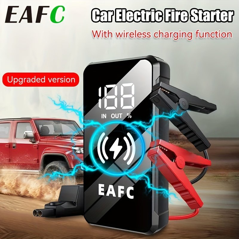EAFC MultiFunction Portable Car Jump Starter with Wireless Charging Function, Rechargeable Lithium Battery-18650 Series, 10W Output Power, USB Charging, for 6.0L Gasoline Car 4.0L Diesel Car Starter - Image 4