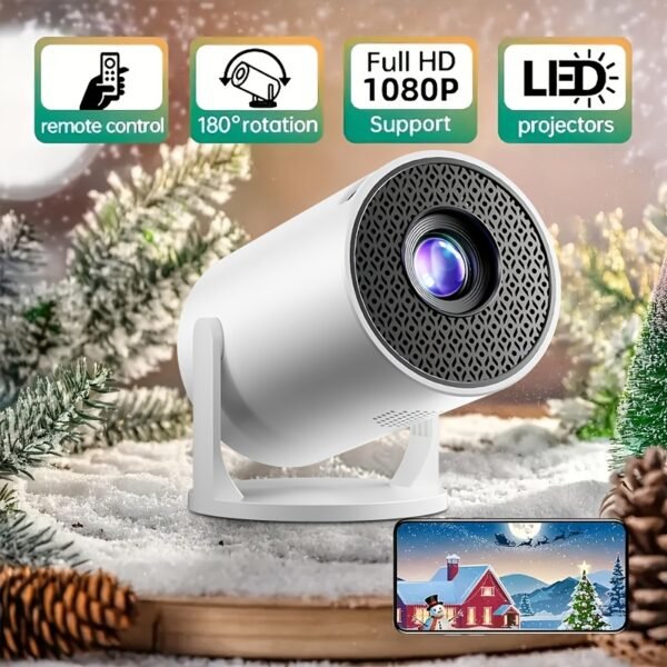 Smart HD Projector, 1080P LED Video Projector with 180 Rotation, 3D Ready, LCD Display, 4:3 Aspect Ratio, 220-240V European Standard Plug, Compatible with AV/USB/Audio/PS4, Home Theater Projector - Image 3
