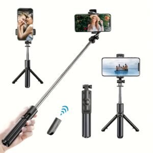 Wireless Selfie Stick, All-in-One Photo Selfie Stick, Live Streaming Tripod, Horizontal And Vertical Photo Tripod Selfie Stick Phone Holder For Various Phones