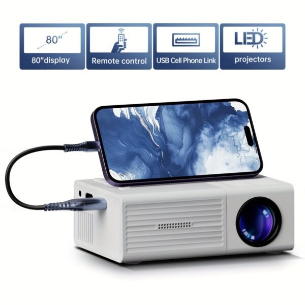 Portable Home Theater Movie Projector, EU Plug, Easy to Carry, Enjoy Anytime, Anywhere, Upgrade Your Viewing Experience HD Mini Projector - Vivid 3D Vision, Gift - Image 5