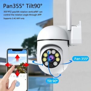 1080P High-Definition Security Camera with Color Night Vision, 2-Channel Audio, Pan Tilt/Zoom, Motion Tracking - Smart Home Wifi Camera System, 360 ° Panoramic View, Automatic Tracking, Spotlight And Alarm