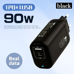 Compact 90W Dual Interface Fast Charging Charger with PD3.0 & QC3.0, USB-A & Micro-USB Ports - European Plug, Lightweight Design for Electronics Fast Charging