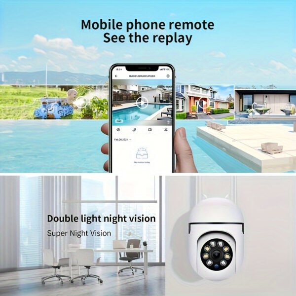HD 1080P Wireless Network Camera - Wall-Mounted, Night Vision, App Control, Audio And Motion Alerts, Color Display, USB Powered, 355° Horizontal And 90° Vertical Pan-Tilt, Indoor Home Security, with Two-Way Audio And AI Detection. - Image 8