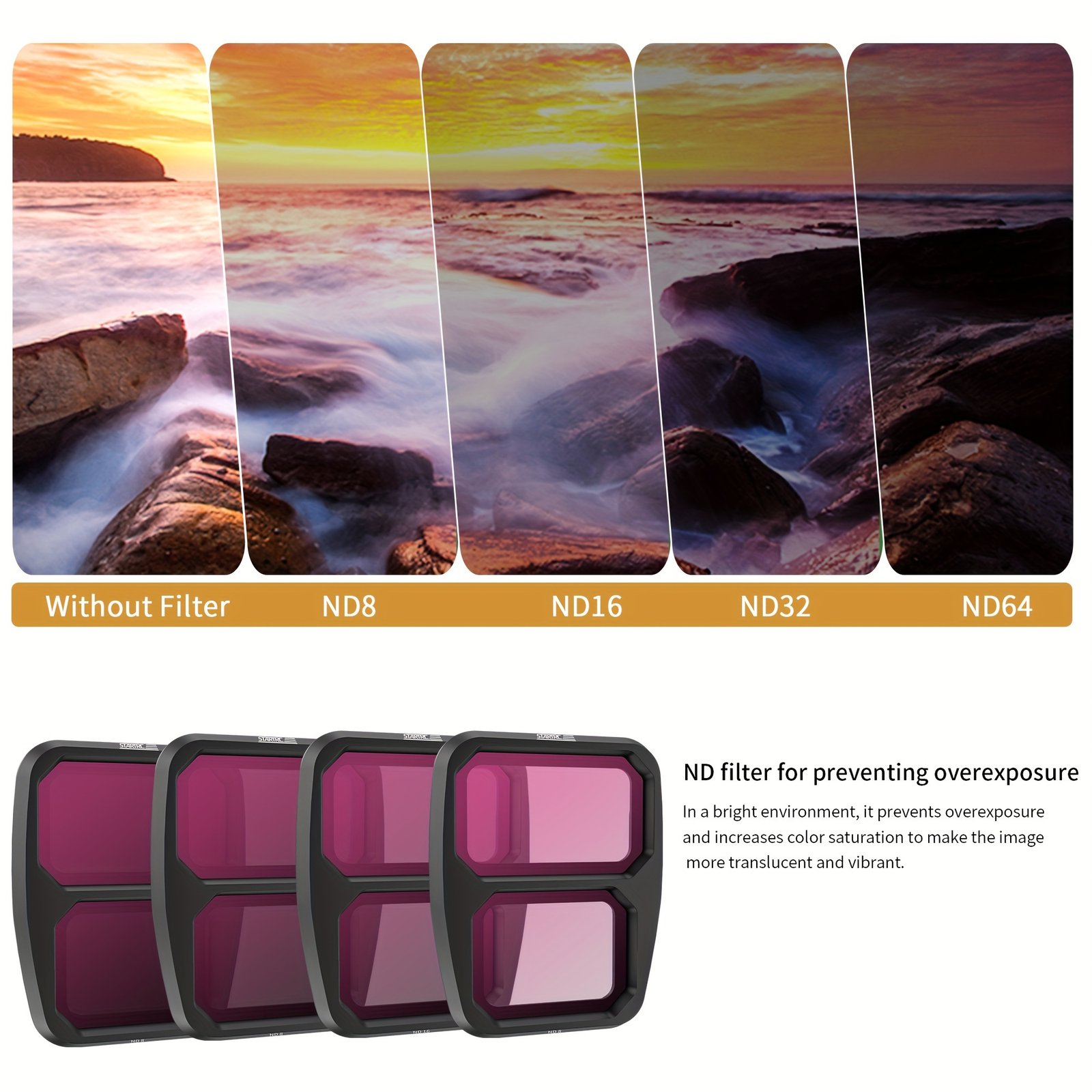 STARTRC 6pcs ND Filter Set for DJI Air 3 - UV, CPL, ND8, ND16, ND32, ND64 - Adjustable Metal Filters with Rectangular Shape - Image 9