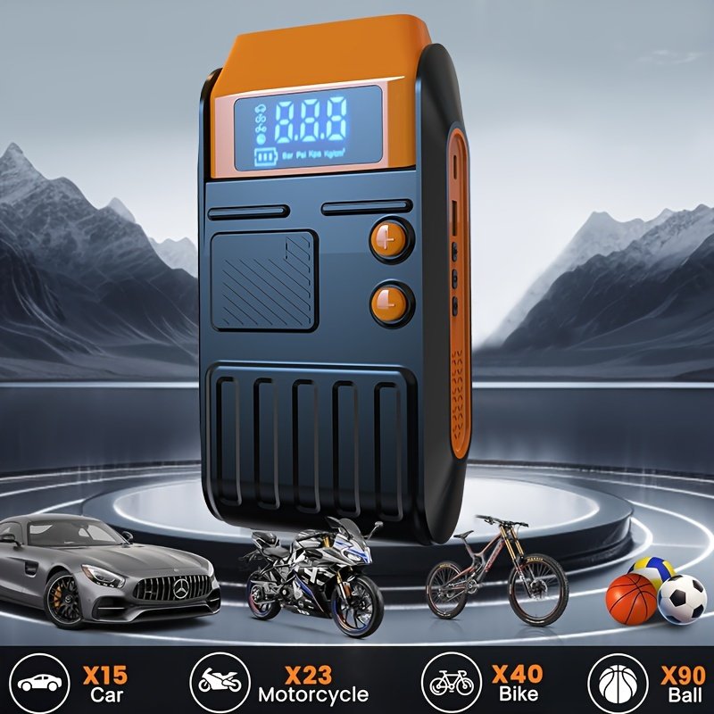 Portable Cordless Car Battery Jump Starter with Tire Inflator, Air Compressor, LED Display, Flashlight, Power Bank, Rechargeable 8800mAh USB Battery, Emergency Starter Kit for Vehicles - Image 14
