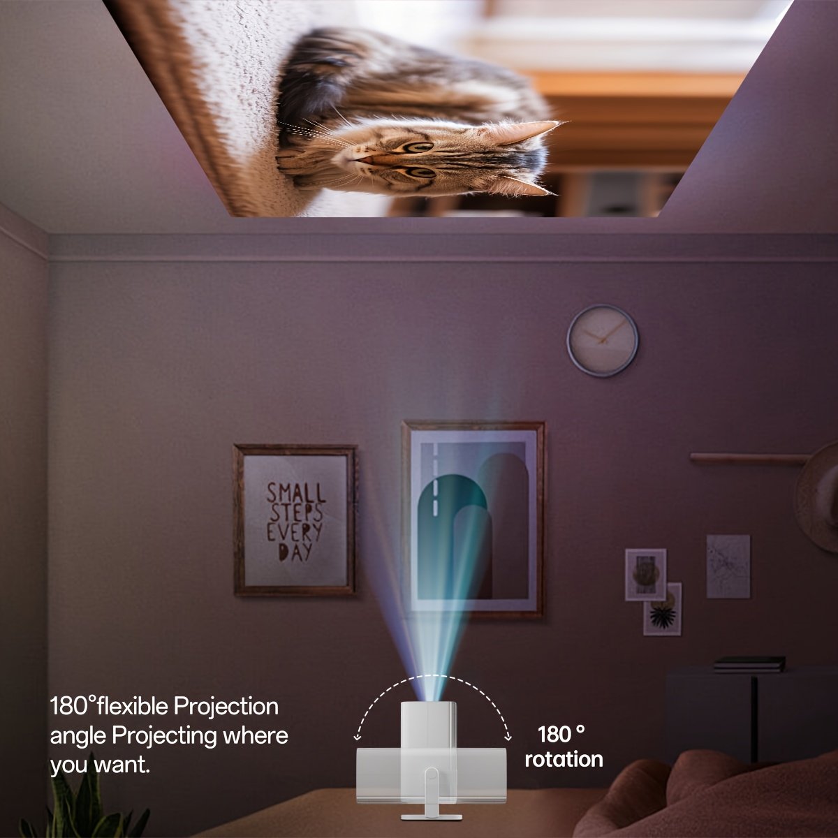 1080p Mini Projector, 180 Degree Rotation, Remote Control, Easy To Carry, Suitable For Indoor And Outdoor Viewing Anytime, Anywhere, With Long Battery Life, Meeting Various Needs, Compatible With TV/Smartphone/Computer, Making It An Ideal Gift For Family - Image 8
