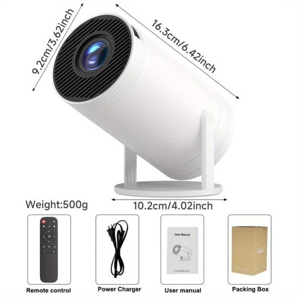 SCUARI Mini Smart HD Projector - for Android 12, Dual-Band 5G WiFi & Wireless 5.2, Auto Keystone Correction, 180° Rotatable, Portable Home Cinema Experience for Smartphone/HDTV/Laptop, European Plug, SCUARI - Image 4