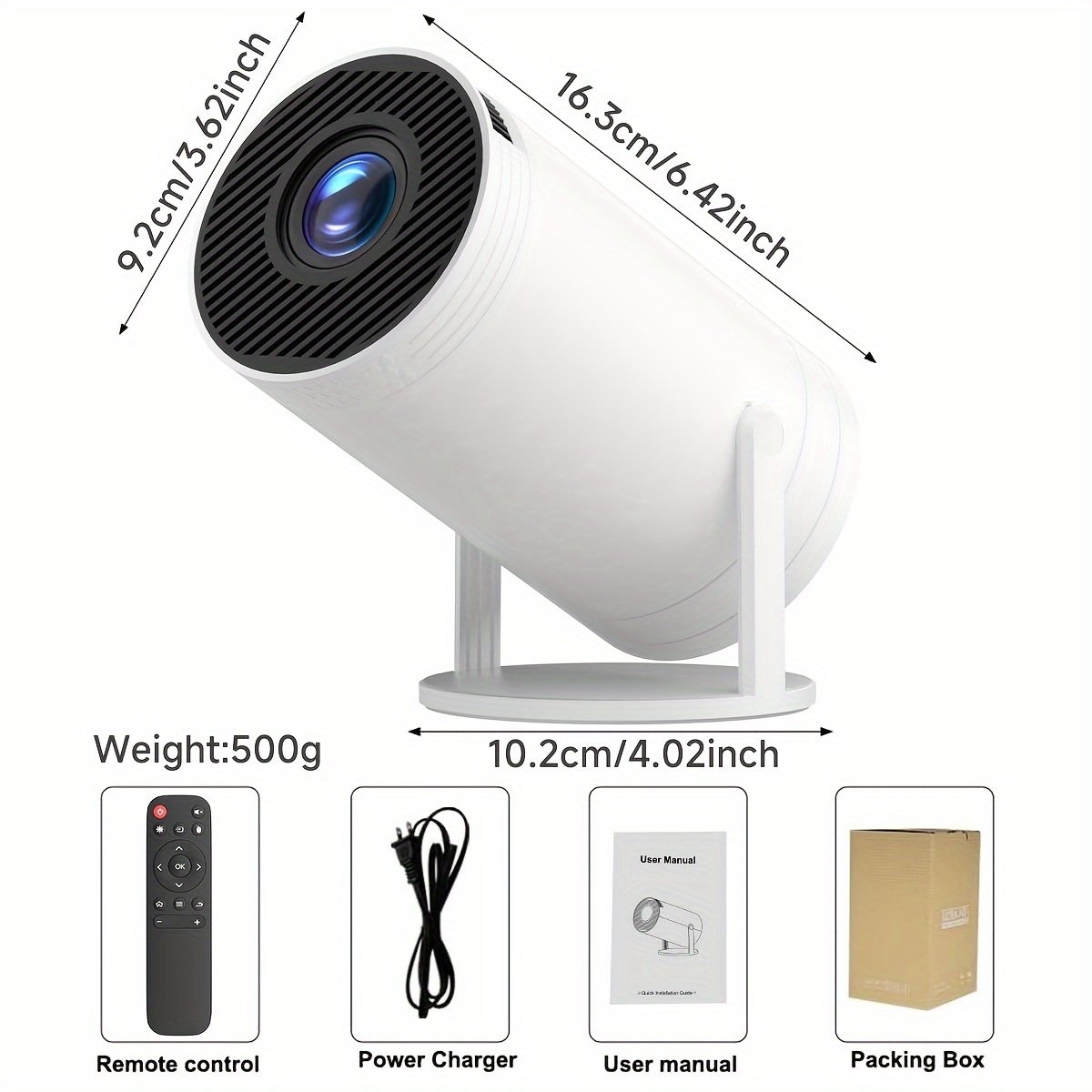 SCUARI Mini Smart HD Projector - for Android 12, Dual-Band 5G WiFi & Wireless 5.2, Auto Keystone Correction, 180° Rotatable, Portable Home Cinema Experience for Smartphone/HDTV/Laptop, European Plug, SCUARI - Image 4