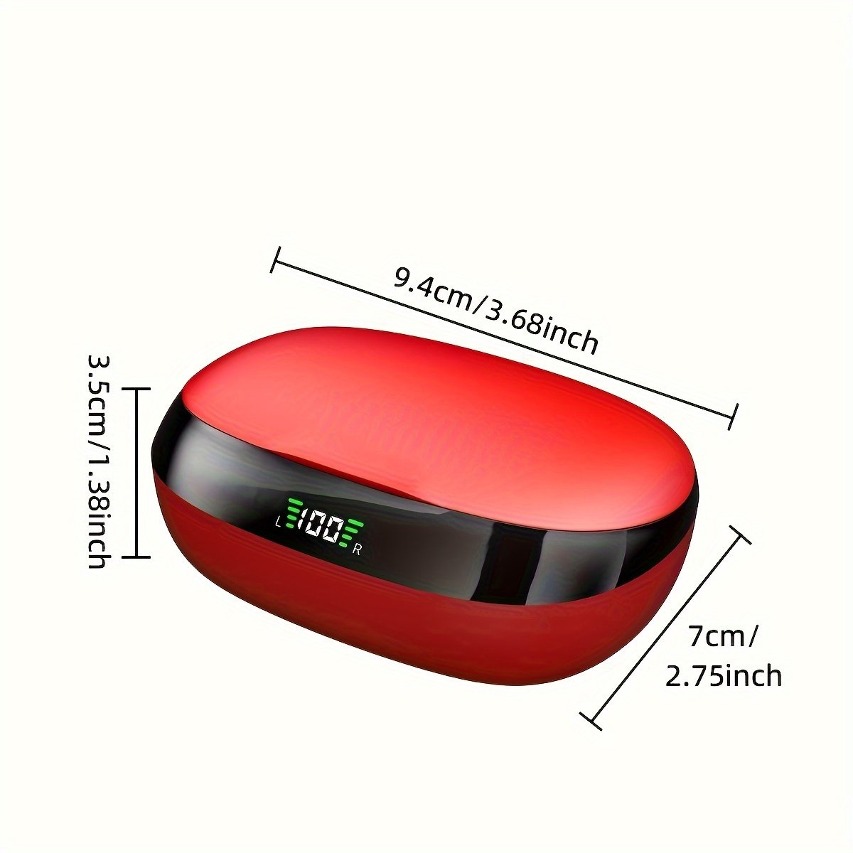 Sleek Red Wireless Earbuds with Noise Cancellation, LED Power Display, Crystal-Clear Bass - USB Rechargeable In-Ear Headphones for Fitness & Home Use, Earbuds Wireless - Image 6