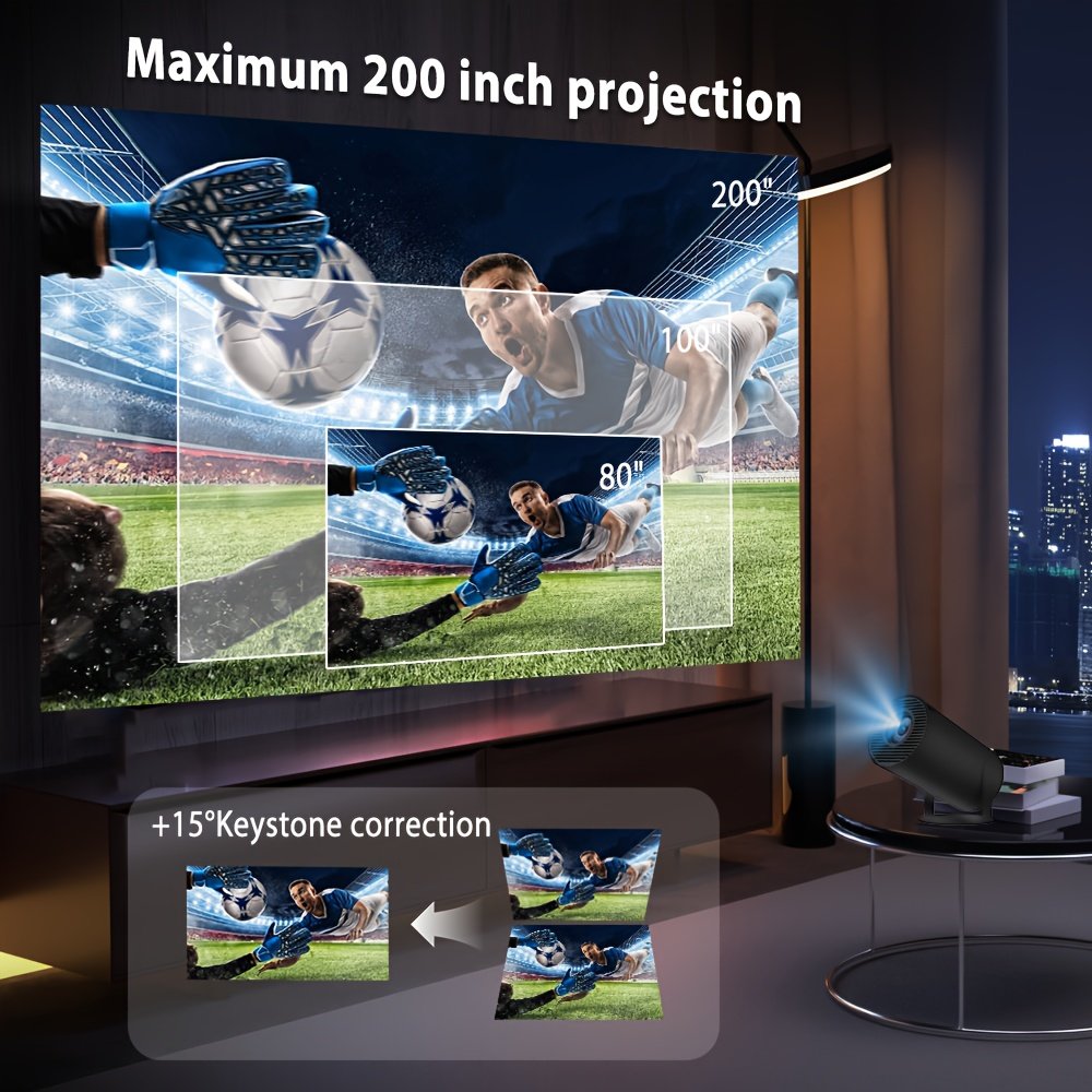 YIeegs 4K Mini Portable Projector - Dual WiFi, Wireless 5.0, Hi-Chip A3100, 160ANSI, 1280*720P, 180° Rotation, Built-in for Android 11.0 OS, EU Plug - Image 6