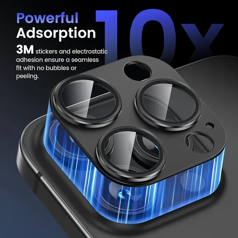 Protective Camera Lens Cover Made Of Golden Metal Ring Tempered Glass For IPhone 16 Pro Max/15 Pro/14 Pro Max/Plus/13 Pro/14/13/Mini/12/11/16/15Promax, Ultra-clear, Scratch-resistant, Easy To Install, Full Coverage Lens Protector - Image 6