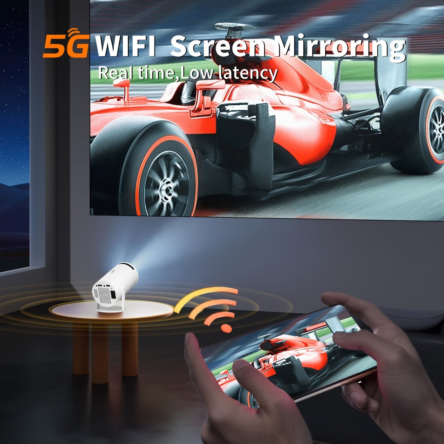 XYA 1080P Portable Projector, 4K Support, 5G WiFi BT5.2, Built-in Android 11.0, 18000Lumen, 3.3meter Display, Home Theater, Table Mount, Remote Control, 16:9 Aspect Ratio, LCD, USB/AV Connectivity, European Standard Plug, 220-240V, for Smartphone/Tablet/L - Image 7