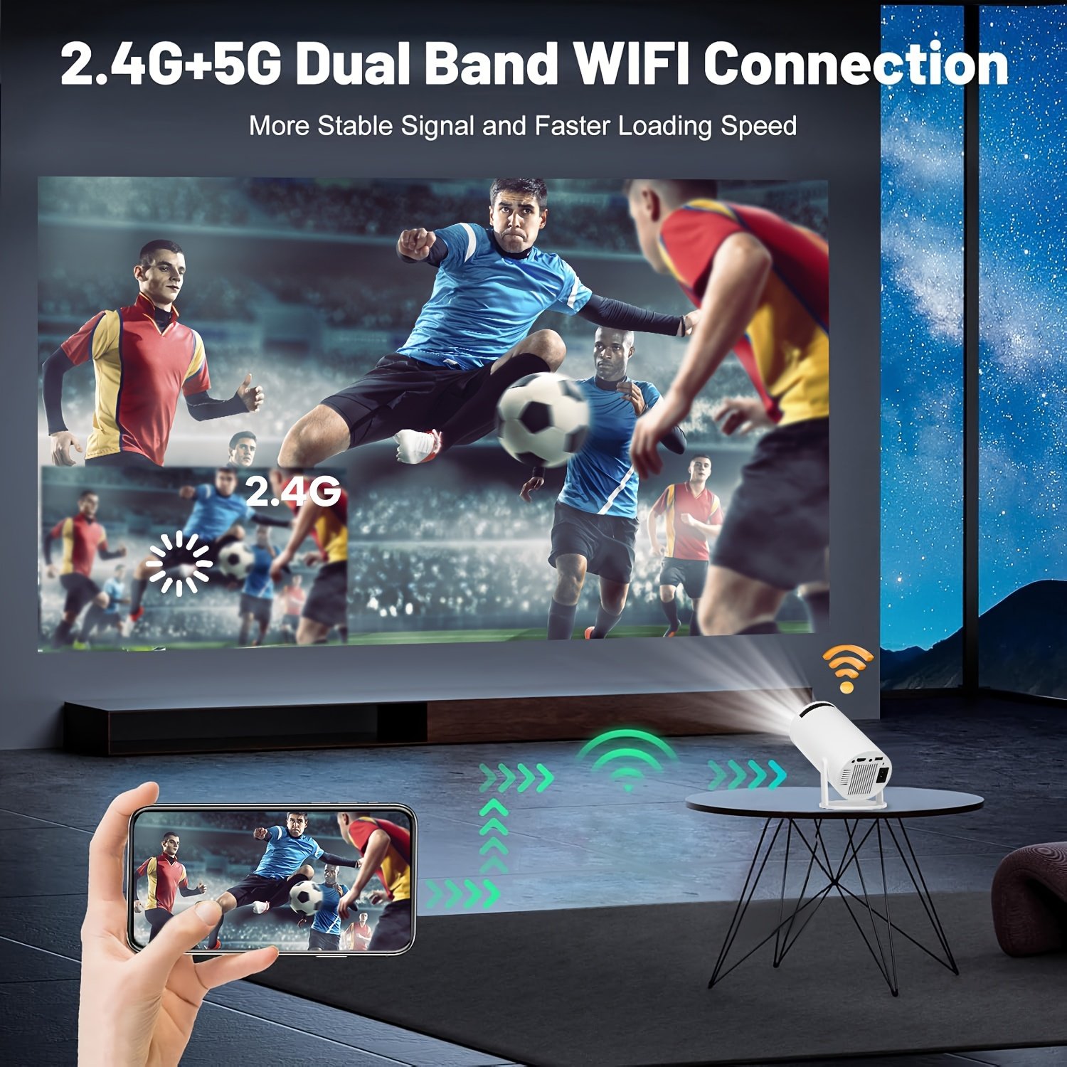 Compact SCUARI S100 Mini Projector with Auto Keystone Correction - 4K Ultra HD & WiFi6, Wireless 5.2, 180° Rotation, High-Contrast 10000:1, Portable Home Theater Experience for Smartphone/Laptop/HDTV, Android12, Type-C Power Delivery, Wireless Audio Strea - Image 10