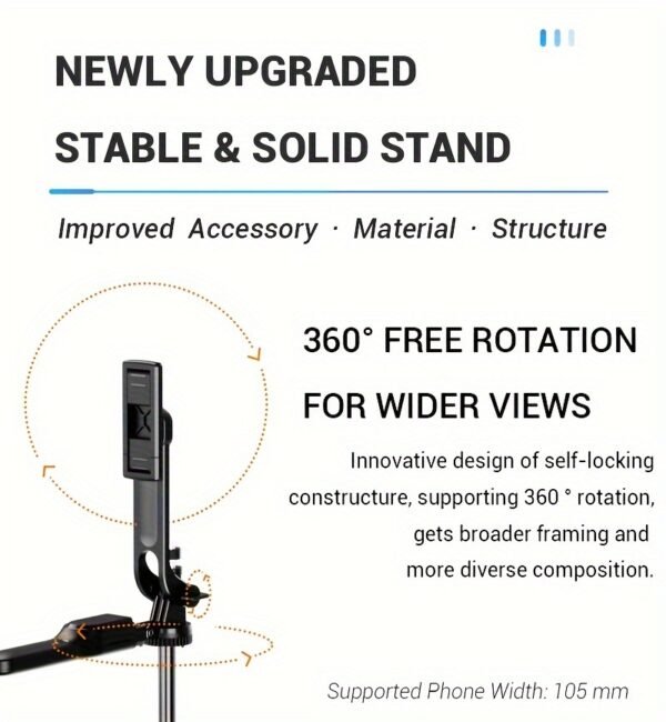 Smartphone Wireless Selfie Stick Tripod, Telescopic Rod, Floor Stand, Handheld Stabilizer, Suitable For Travel Selfie, Live Streaming - Image 11