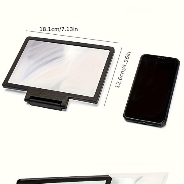1 3D HD Mobile Phone Screen Magnifier, Portable Smartphone Amplifier, Foldable Desktop Stand, Plastic, No Mobile Phone Battery Required - Image 3
