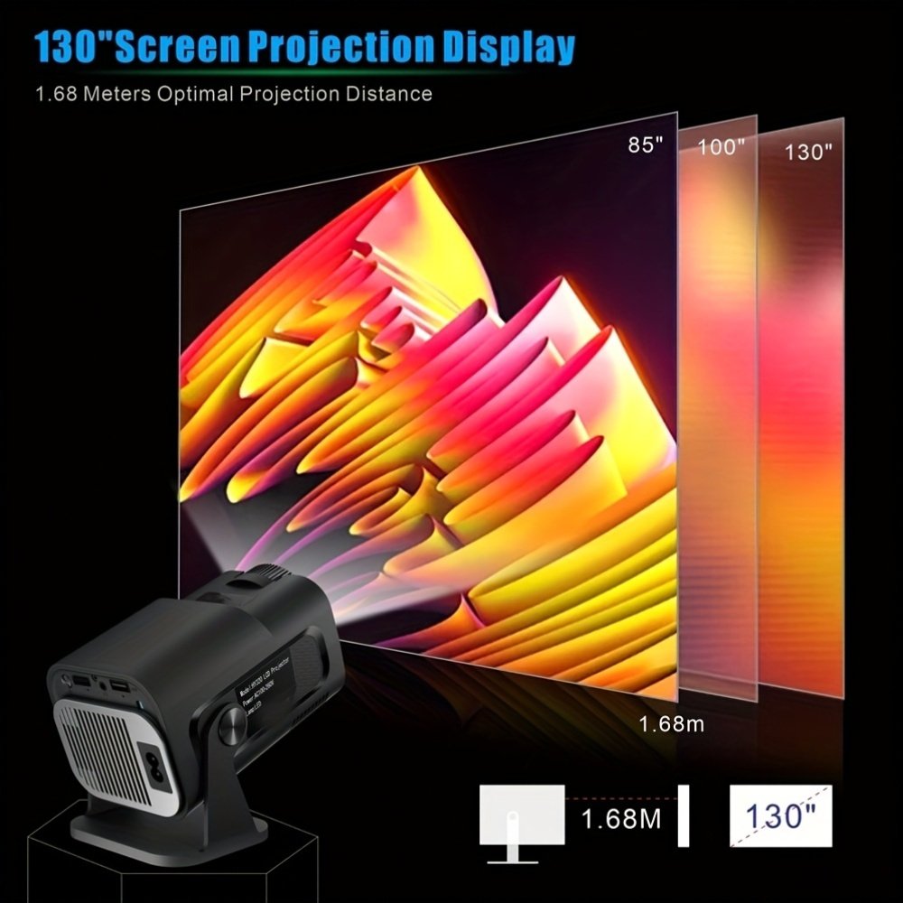 Popular HY320 Mini Projector 4K Ultra HD, Andro 11.0, Lightweight and Portable 720P 320ANSI Portable Wireless Home Cinema 180 ° Projection Multi angle Adjustment - Image 3