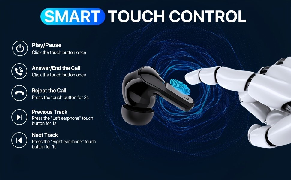 Wireless Earbuds, BT Headphones with 35Hrs Playtime, LED Power Display Charging Case & Intelligent Noise Canceling Earbuds, Hi-Fi Microphone Stereo Headset for iPhone for Android Laptop - Image 8