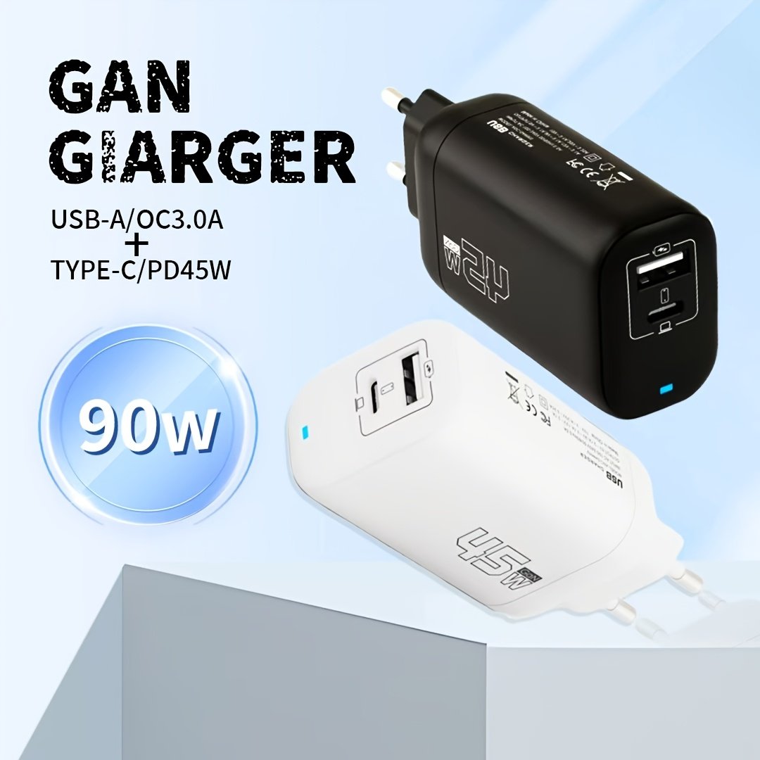 Compact 90W Dual Interface Fast Charging Charger with PD3.0 & QC3.0, USB-A & Micro-USB Ports - European Plug, Lightweight Design for Electronics Fast Charging - Image 4