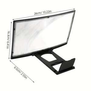 2-in-1 Mobile Screen Amplifier, High-Definition 3D Magnifying Glass Holder, Eye Protection, Portable ABS Lazy Person Stand, Non-Waterproof, for Smartphones and Tablets
