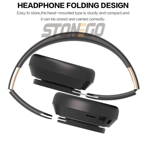 STONEGO 1pc Wireless Foldable Headphones, Comfortable for Long Time Listening, Adjustable Headband Design for Traveling, Working And Gaming - High-Quality Sound, Rechargeable Battery, Long Battery Life for Daily Use. - Image 2