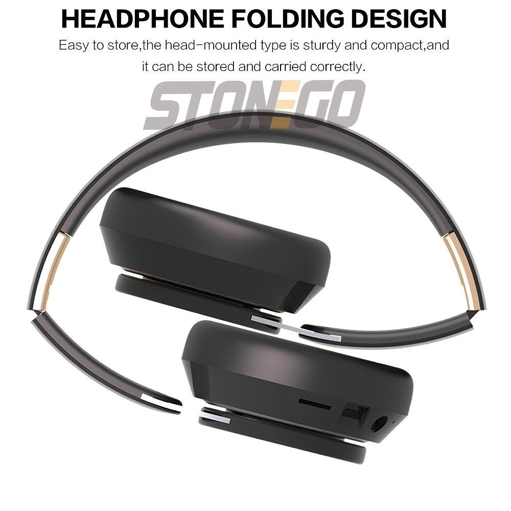 STONEGO 1pc Wireless Foldable Headphones, Comfortable for Long Time Listening, Adjustable Headband Design for Traveling, Working And Gaming - High-Quality Sound, Rechargeable Battery, Long Battery Life for Daily Use. - Image 2