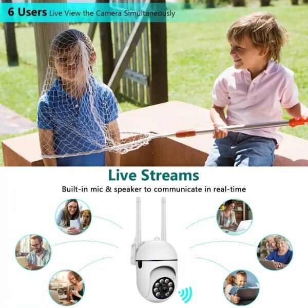 1pc 1080P FHD surveillance camera, wireless indoor/outdoor camera, two-way talk, 355° panoramic view, two-way audio, only support 2.4GHz network, motion tracking function, color night vision, suitable for Youngsters, elderly and pets, (charger removed) - Image 6