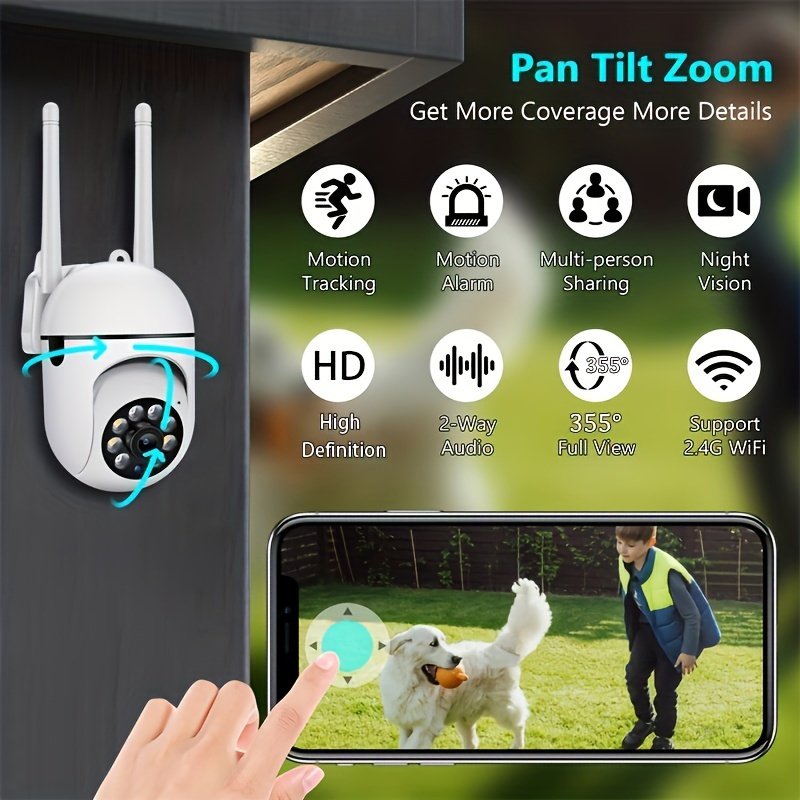 OIMLYO 1080P HD WiFi Security Camera with Full-Color Night Vision, Two-Way Audio, Motion Tracking - Indoor/Outdoor Wireless Cam with Pan/Tilt/Zoom, Remote Viewing via Smartphone, No Battery Needed, Wireless Outdoor Security Camera - Image 13