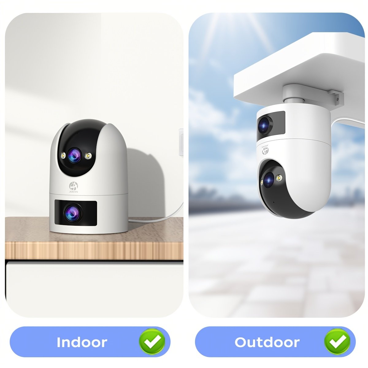 Easy to install ultra HD wireless outdoor surveillance camera, dual lens dual screen, ultra HD color night vision, outdoor waterproof and rain, application control, motion detection, two-way audio, no battery, support 5G network WiFi - Image 2