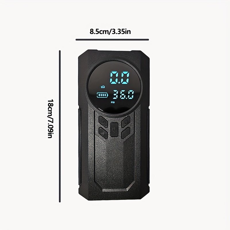 1 Portable Emergency Car Jump Starter with Air Pump & Power Bank - USB Rechargeable, Semi-Automatic, ABS Material, Black - Ideal for Christmas, Valentine's, Thanksgiving - Features Digital Display & Inflates Large Tires - Image 6