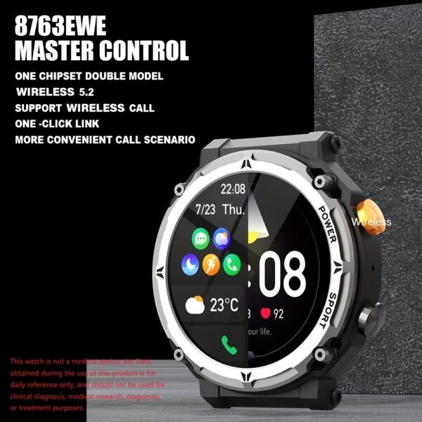 Purspo Outdoor Smart Watch(Answer/Dial Calls), Waterproof Sport Smartwatch Men For iPhone And Android Phones, Fitness Tracker Watch With Multi-Sport Modes/Music-Control/Alarm Clock/Long Battery Life/Good Gifts For Sport Men - Image 8