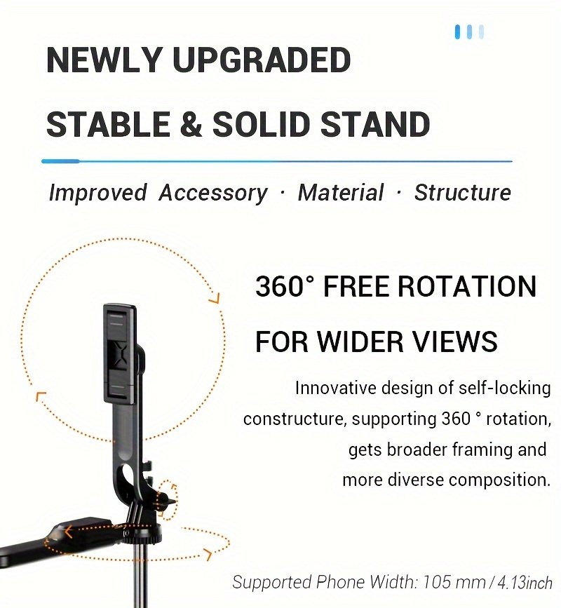 172.72cm Selfie Stick Tripod with Wireless Wireless with Remote Shutter for Android IOS Cell Mobile Phone Gimbal Stabilizer, Travel Tripod Phone holder Compatible with iPhone/Android/GoPro - Image 11