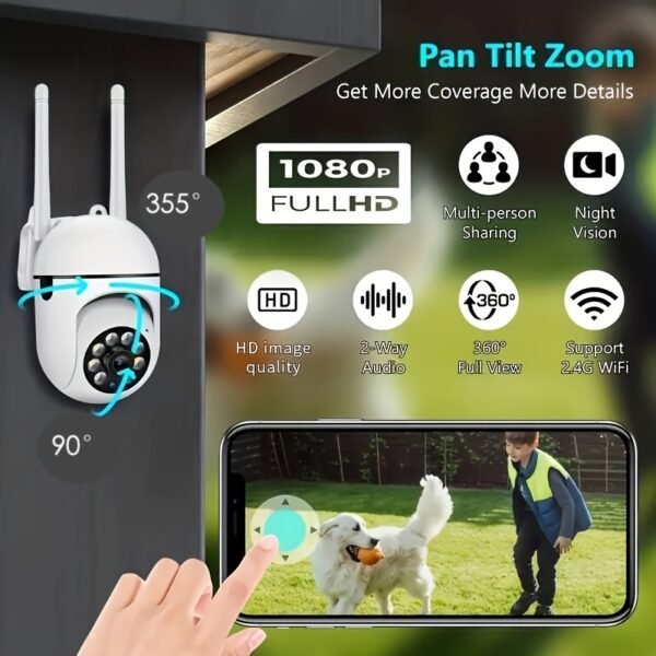 2pcs Safety Camera High Definition 1080P WiFi Surveillance Camera - Wall Mount, Night Vision Function, App Control, Audio and Motion Alarm, Color Display, USB Powered, Wi-Fi Connection, 355° Horizontal Rotation and 90° Vertical Rotation, Indoor Home Secur - Image 9