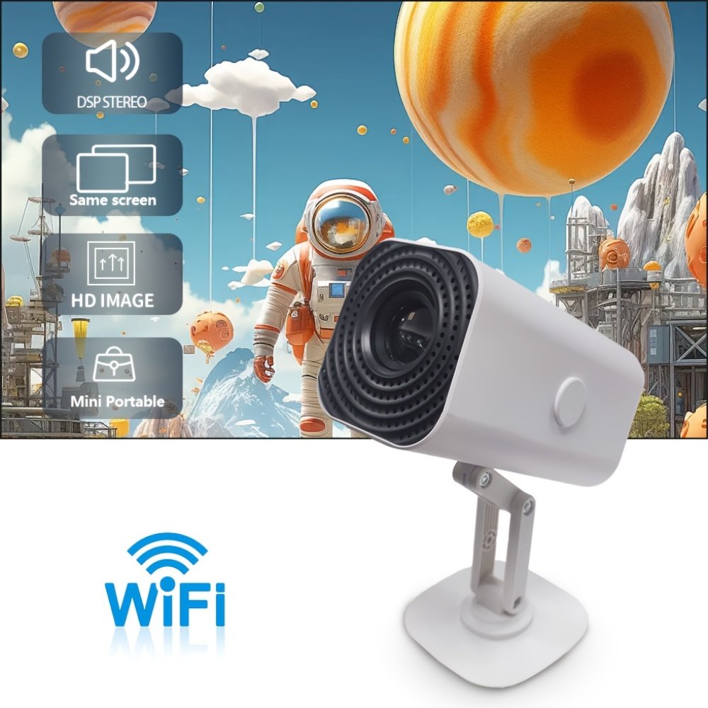 Compact HD Projector 1280x720P, 1800 Lumens, 180° Rotatable, Adjustable Table Mount, USB Powered, Wi-Fi, Built-in Speakers, Button Control, 16:9 Aspect Ratio, Ideal for Home Theater & Outdoor Use, Perfect Gift for Birthdays & Holidays - Image 16
