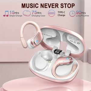 LIFEBEE TWS Earhook Sports Earbuds with Microphone - Wireless Earphones with Touch Control, Noise Cancelling, Wireless Charging Case, Rechargeable Lithium Battery, Compatible with iOS/Android Devices, Ideal for Exercise and Calls