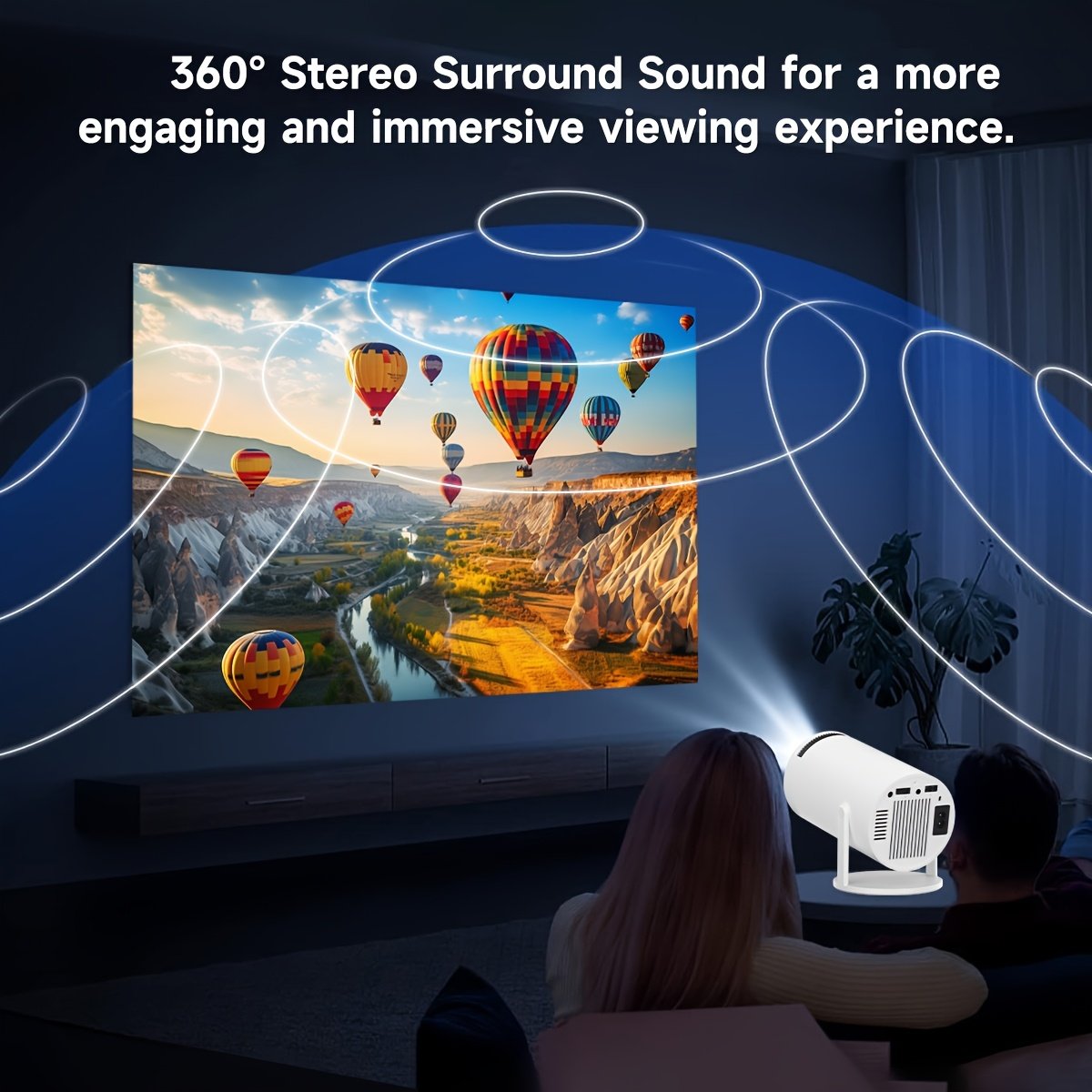 XYA Compact HD Mini Projector - 2800+ Lumens, 1080P Supported, 3.3meter Screen, Remote Control, LED Lights, Auto Correction, for Laptops, PCs, Smartphones - White, Home Cinema Projector|Modern Cylindrical Design|Highperformance Electronics - Image 5