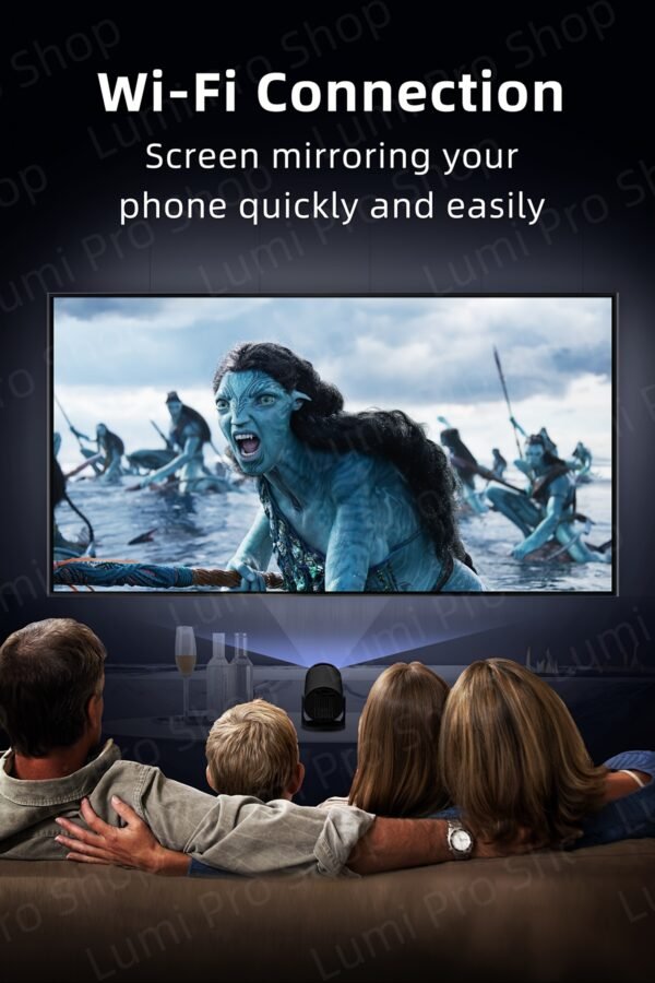 Portable Projector 1080P, Smart Projector with Android TV, 180° Rotatable, WiFi Connectivity, WUXGA Native Resolution 1920x1200, 3D Ready, LCD Display Technology, 500-999 Lumens, 4:3 Aspect Ratio, with USB Power, Button Control for Home Theater, 3.3meter - Image 8
