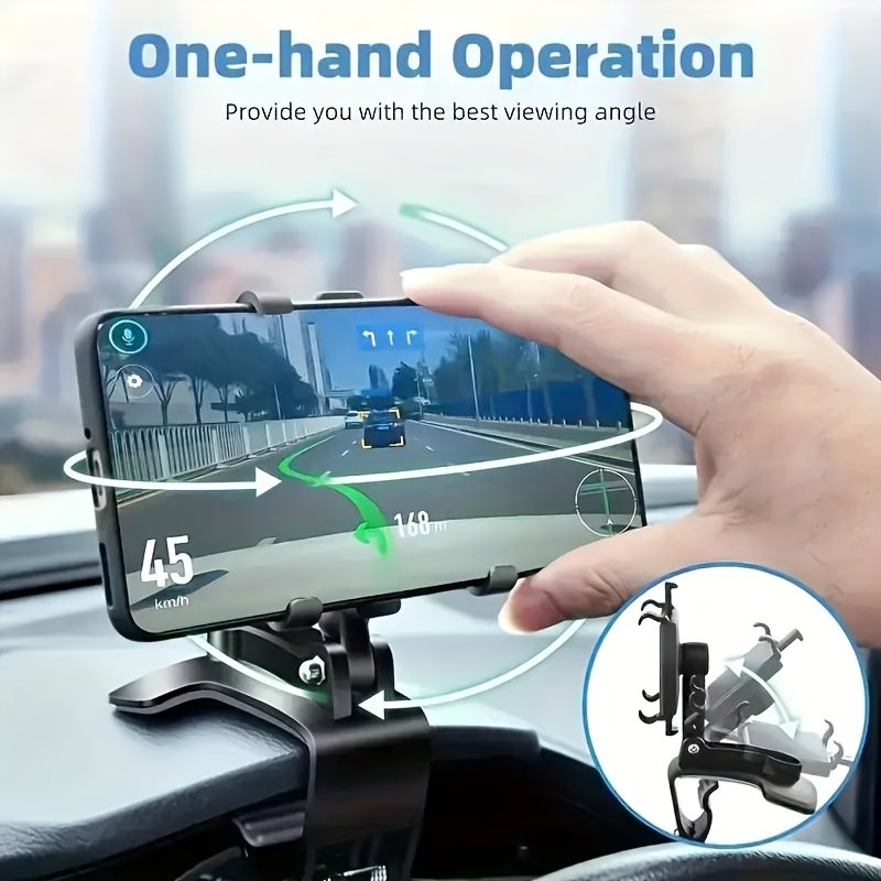 Universal - Car Phone Holder, ABS Material, Multifunctional 360° Adjustable Spring Clip, Suitable for 7.62-17.78 cm Devices - Image 4