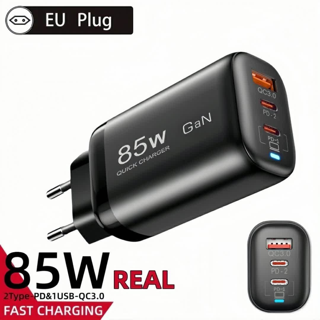 85W GaN USB-C Fast Charger, Multi-Port Power Adapter with PPS PD & QC 3.0/4.0, Universal Quick Charge for iPhone 16/15/14/13 Pro Max, Samsung, Xiaomi, iPad, MacBook - EU Plug, 110V/220V - Image 12