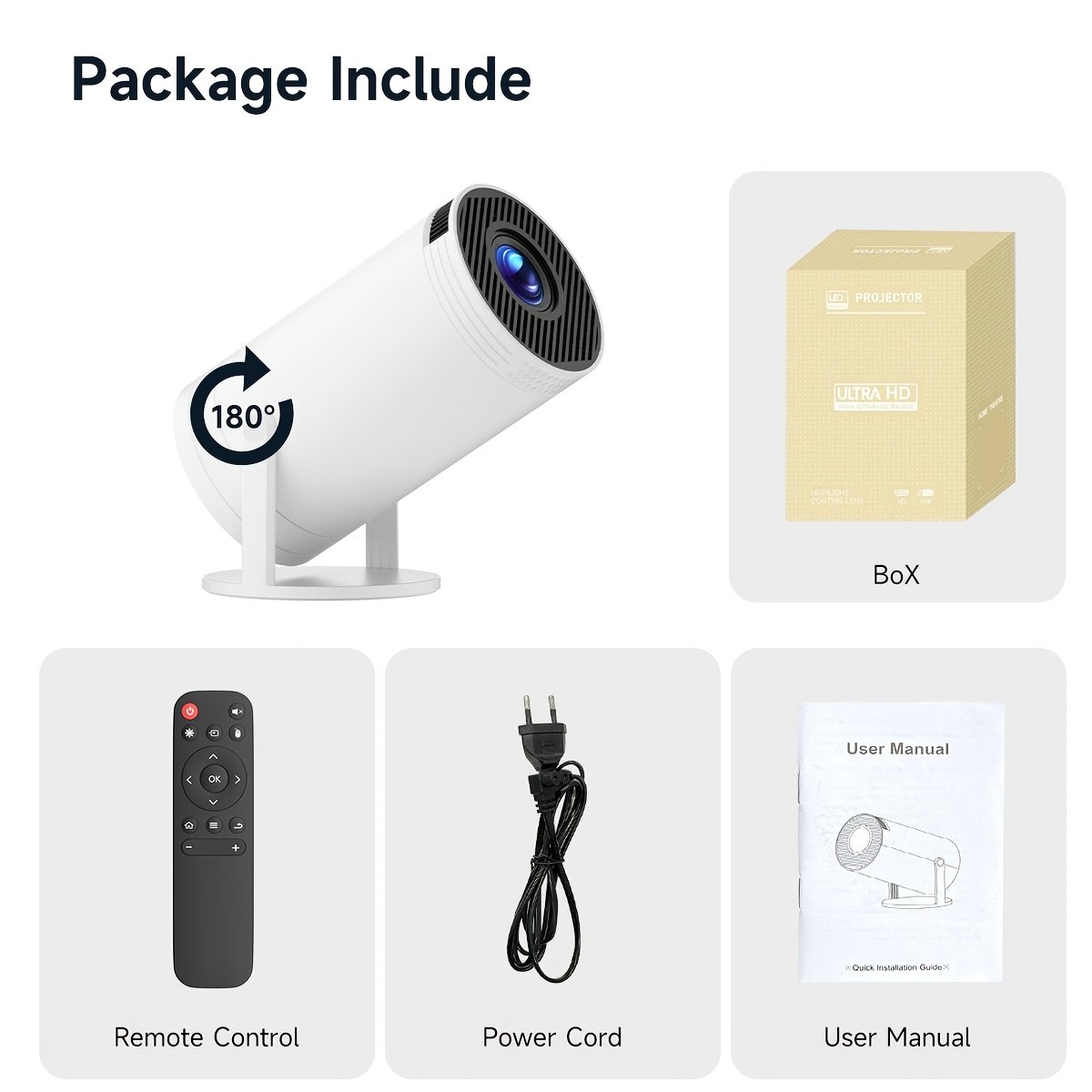 XYA Projector with WiFi6 & Wireless5.2, Portable Projector Supports 1080P video decoding Max 3.3 meter Display Zoom, 180 Rotatable Movie Video Home Theater Projector Compatible with USB/Phone/Laptop - Image 4